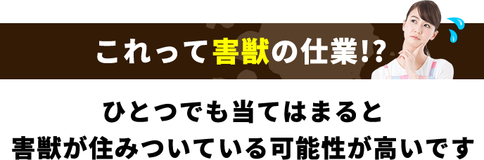 これって害獣の仕業!? ひとつでも当てはまると害獣が住みついている可能性が高いです